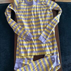 Hanna Andersson Yellow and Purple Striped Pajama Set